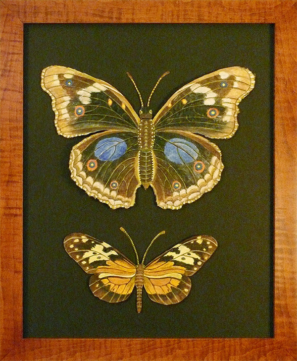Black with Blue Spots with Small Gold and Brown Butterflies by Susan Daul