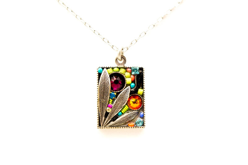 Multi Color Luxe Leaf Pendant Necklace by Firefly Jewelry