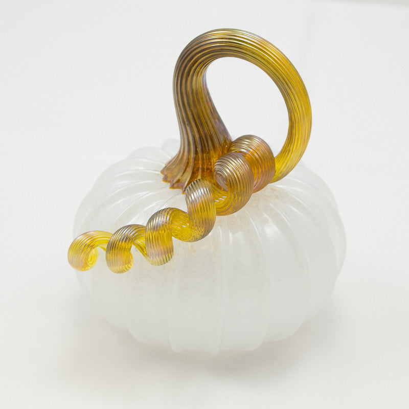Handblown Glass Pumpkin in White