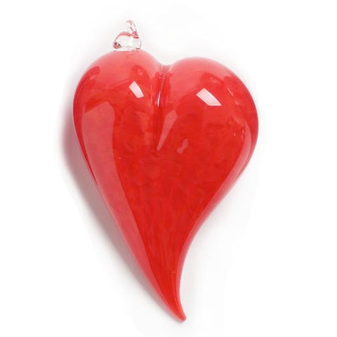Heart in Red Handblown Glass Decoration