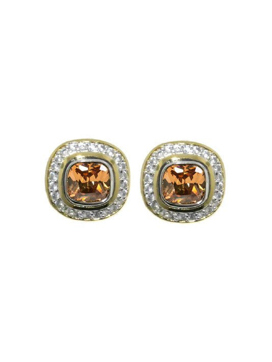 Nouveau Pave Accented Square Post Clip Earrings by John Medeiros