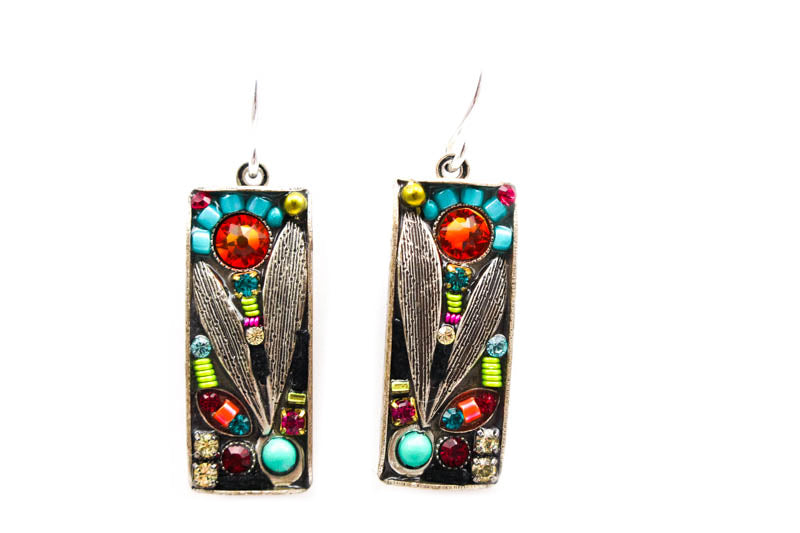 Multi Color Luxe Long Rectangle Earrings by Firefly Jewelry