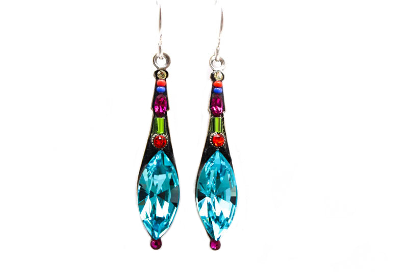 Multi Color Elongated Drop Earrings by Firefly Jewelry