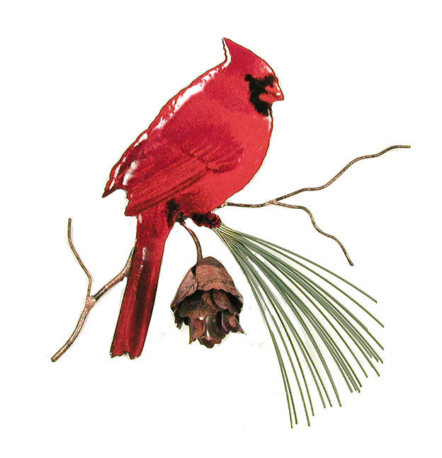 Cardinal with Copper Pine Cone Wall Art by Bovano Cheshire
