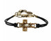 Clear Crystal Gold Cross Leather Bracelet by Michal Golan