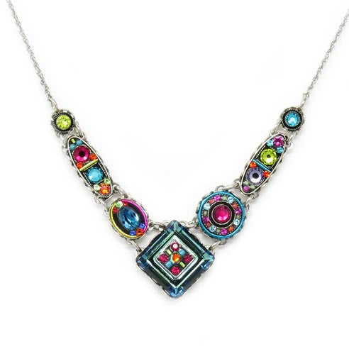Multi Color La Dolce Vita Small V Necklace by Firefly Jewelry