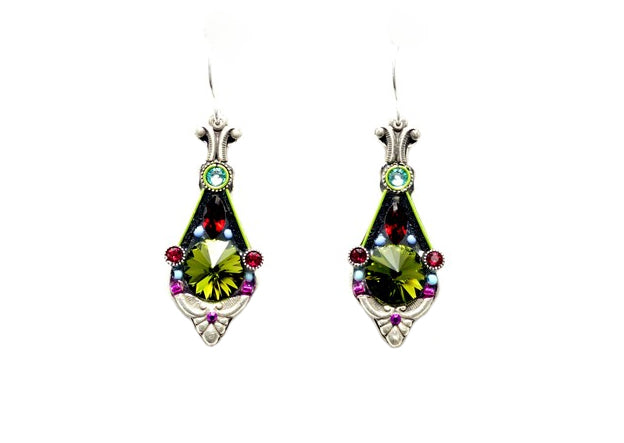 Olivine Floral Pendulum Earrings by Firefly Jewelry
