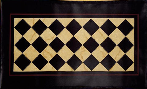 Diamond Floorcloth with Border in Marble - Size 24" x 36"