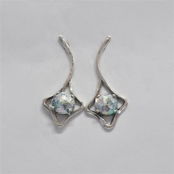 Diamond Drop Roman Glass Earrings