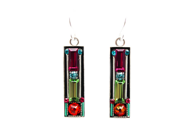 Multi Color Elongated Rectangle Earrings by Firefly Jewelry