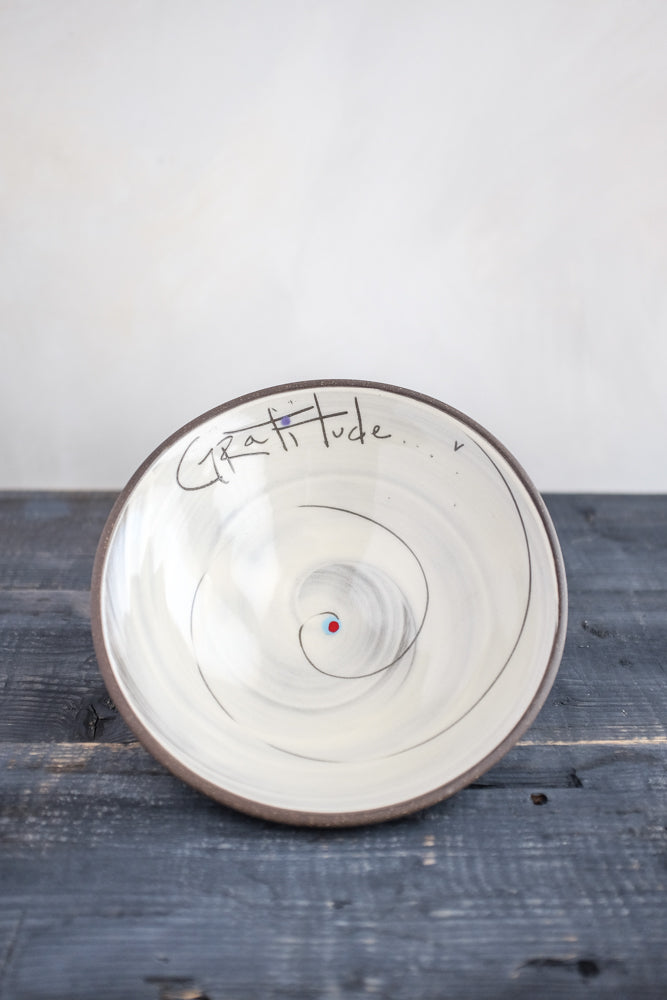 Gratitude Spiral Pasta Bowl Hand Painted Ceramic