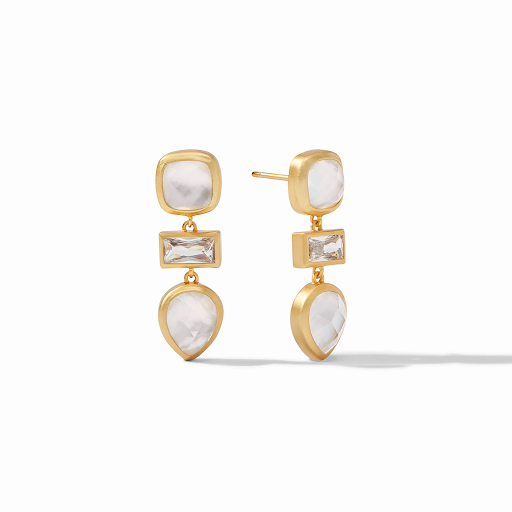 Antonia Tier Gold Iridescent Clear Crystal Earrings by Julie Vos