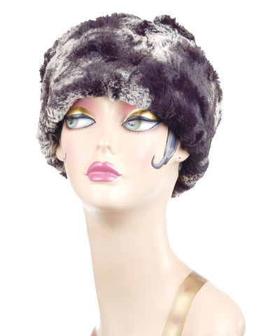 Black Tiger Luxury Faux Fur Cuffed Pillbox Hat: Size Medium