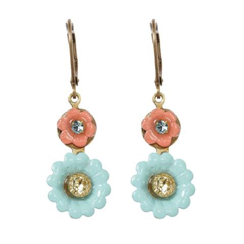 Flower Pink and Blue Earrings