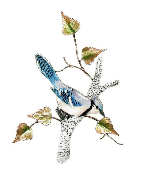 Blue Jay on Birch Wall Art by Bovano Cheshire