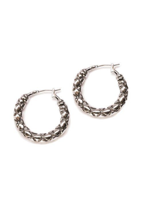 Lattice Collection, Palermo Edition, Small Rhodium Hoop Earrings by John Medeiros