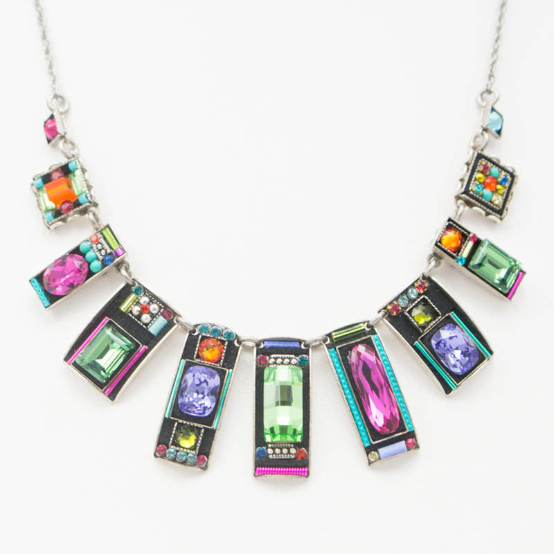 Multi Color Baguette Elaborate Necklace by Firefly Jewelry