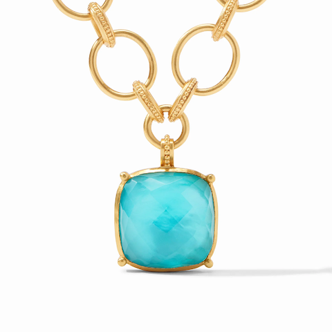 Antonia Statement Gold Iridescent Bahamian Blue Necklace by Julie Vos