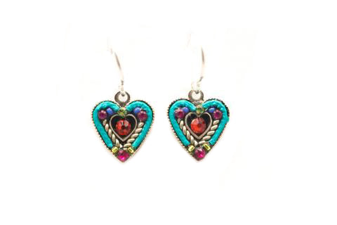 Multi Color Heart Within A Heart Earrings by Firefly Jewelry