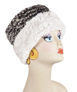 Cuddly in Sand with Cobblestone Luxury Faux Fur Cuffed Pillbox Hat