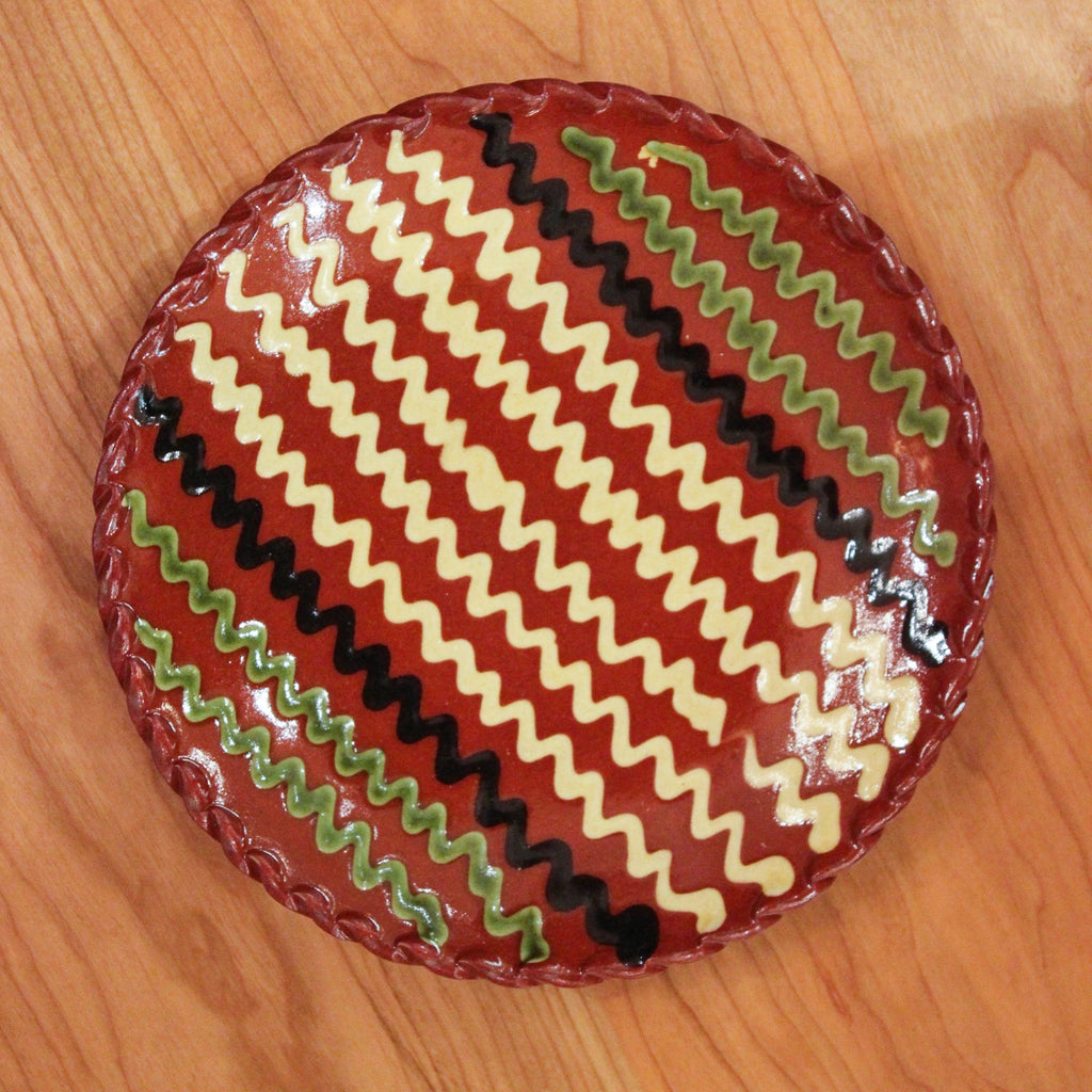 Redware 7'' Plate with Squiggly Lines