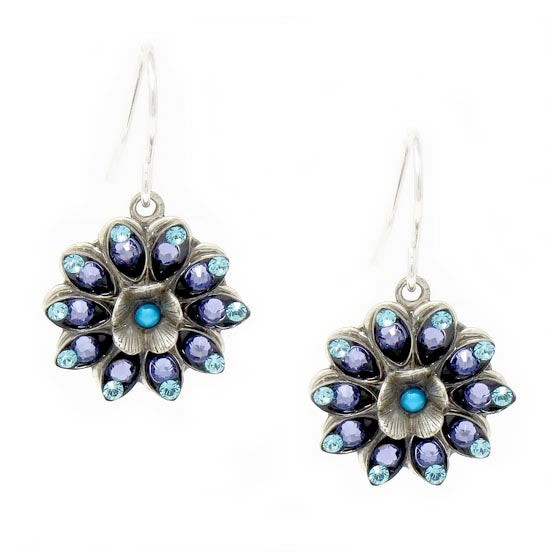 Tanzanite Botanical Flower Earrings by Firefly Jewelry