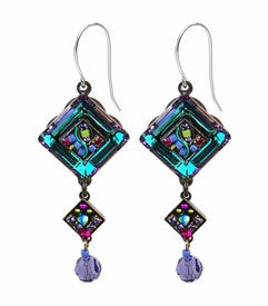 Tanzanite La Dolce Vita Crystal Diagonal Earrings with Dangle by Firefly Jewelry
