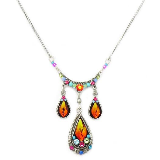 Multi Color Emma Three Drop Necklace by Firefly Jewelry
