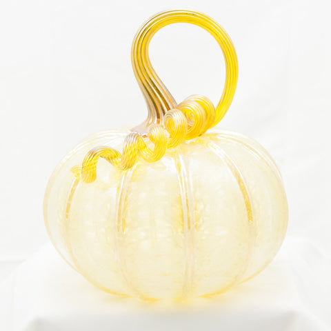 Handblown Glass Pumpkin in Ivory