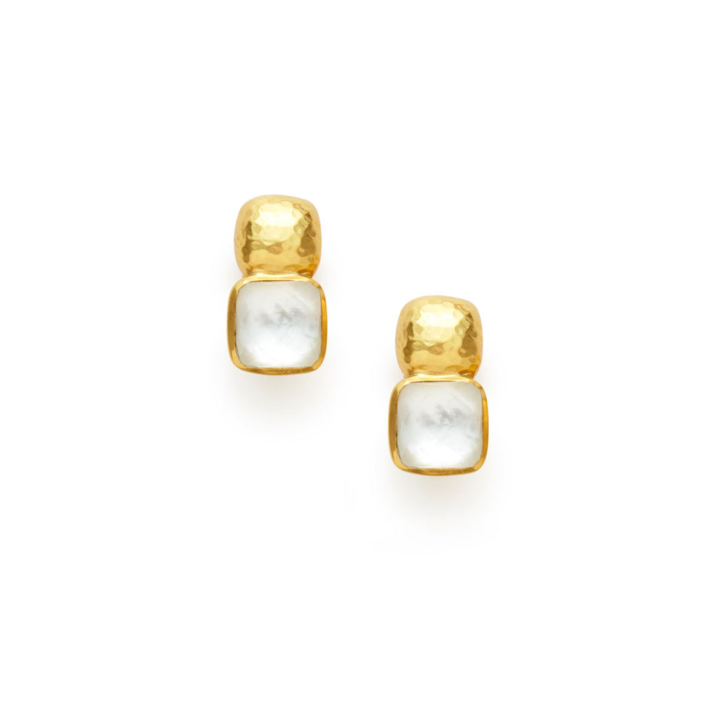 Catalina Earring Gold Iridescent Clear Crystal by Julie Vos