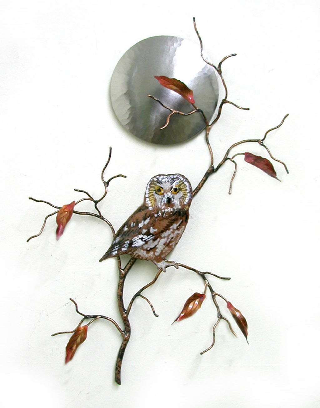 Saw Whet Owl with Silver Moon Wall Art by Bovano Cheshire