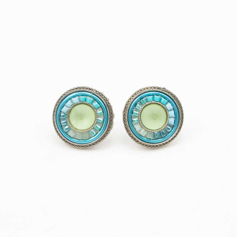 Light Blue La Dolce Vita Round Post Earrings by Firefly Jewelry