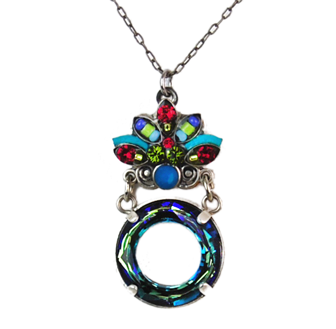 Multi Color Luna Swirl Circle Pendant by Firefly Jewelry
