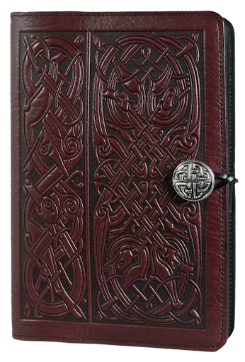Small Leather Journal - Celtic Hounds in Wine