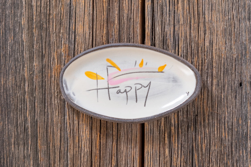 Happy Mini Oval Tray Hand Painted Ceramic