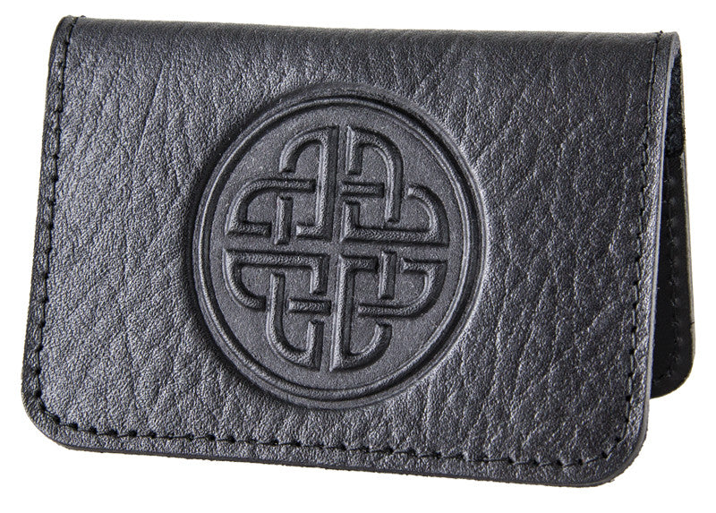 Leather Card Holder - Celtic Knot in Black