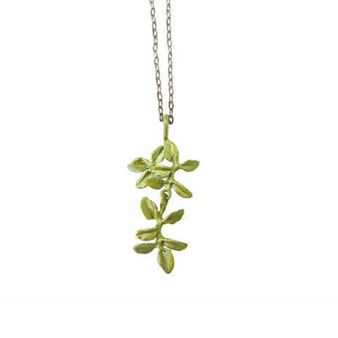 Petite Herb Thyme Pendant 16 inch Necklace by Michael Michaud