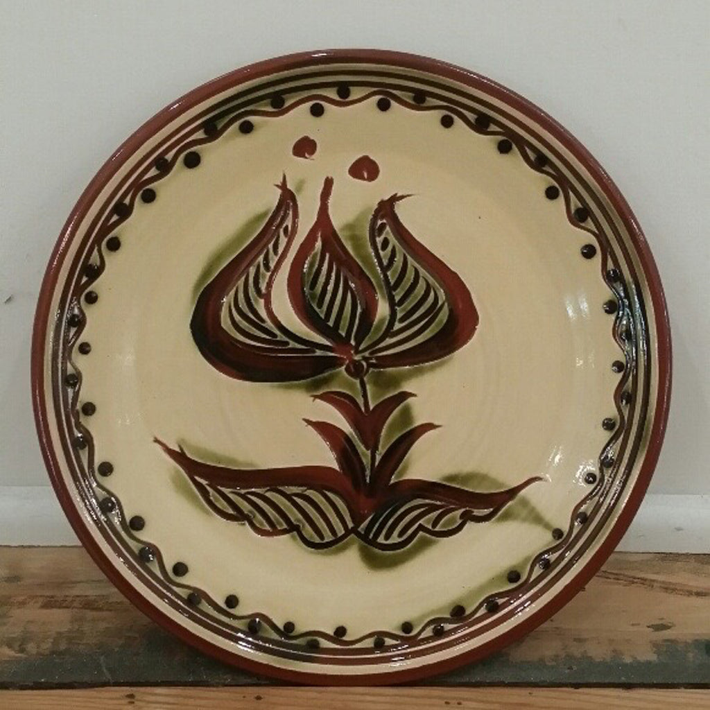 Redware Small Plate with Flower