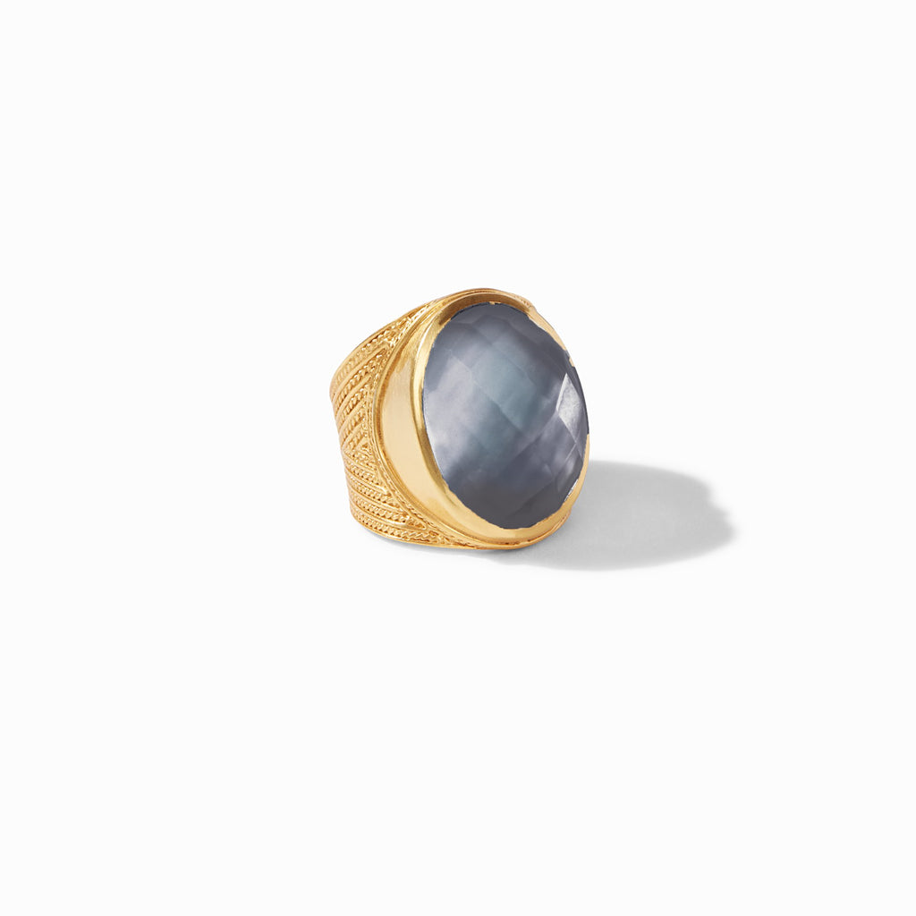 Verona Statement Ring Gold Iridescent Slate Blue - Size 7 (Adjustable) by Julie Vos