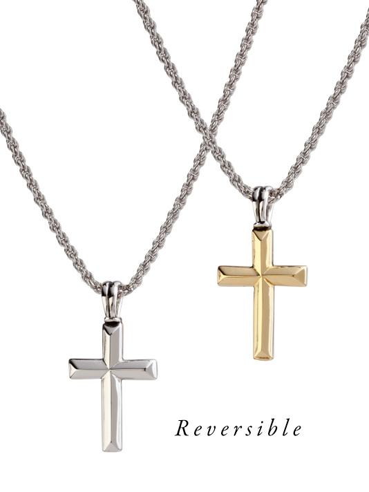Reversible Gold / Rhodium Cross Necklace by John Medeiros