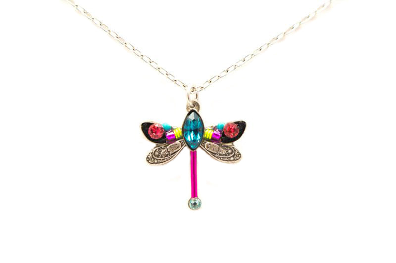 Indicolite Petite Dragonfly Pendant Necklace by Firefly Jewelry
