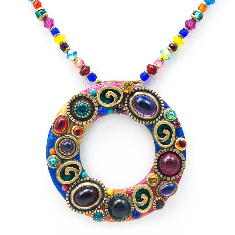 Confetti Hoop Multi Color with Beaded Necklace by Michal Golan
