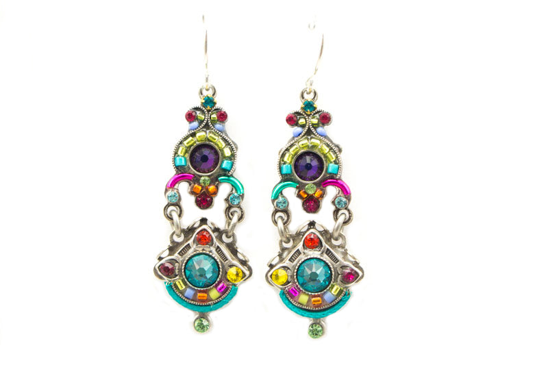 Multi Color Baroque 2 Tier Earrings by Firefly Jewelry