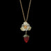Strawberry 16" Adjustable Single Drop Flower Pendant by Michael Michaud