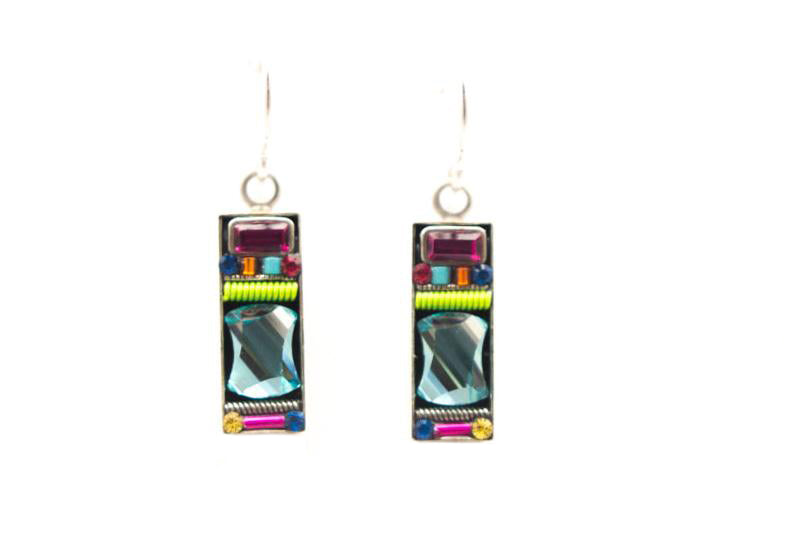 Multi Color Geometric Rectangle Earrings by Firefly Jewelry