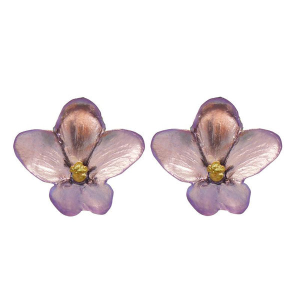 African Violet Post Earrings by Michael Michaud