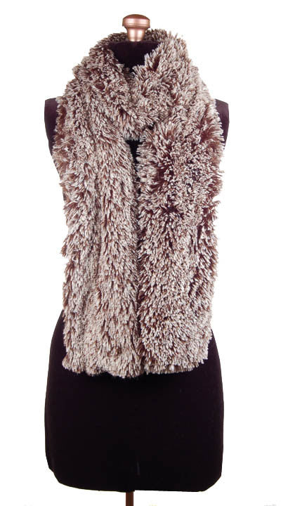 Silver Tipped Fox in Brown Luxury Faux Fur Scarf