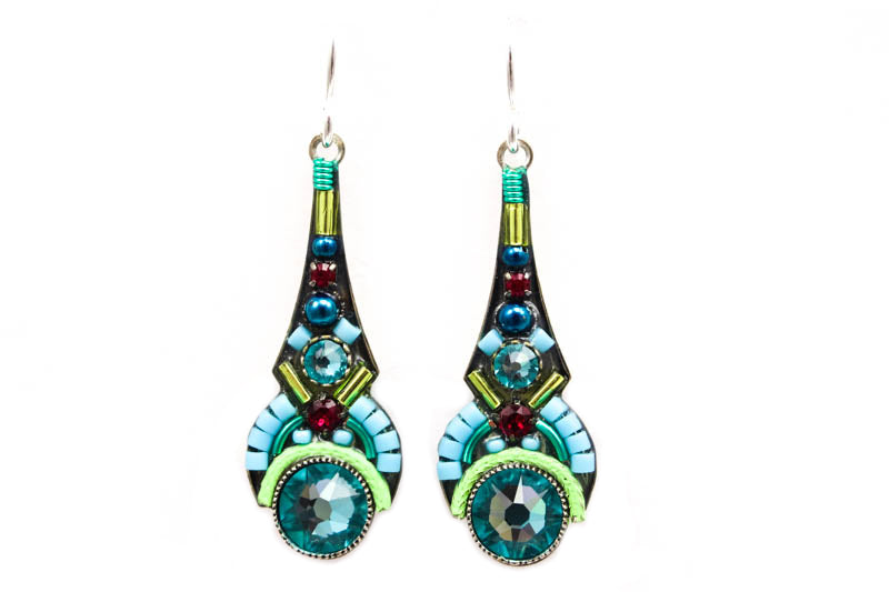 Light Turquoise Art Deco Drop Earrings by Firefly Jewelry