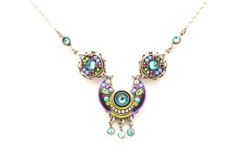 Light Turquoise Lunette Necklace by Firefly Jewelry