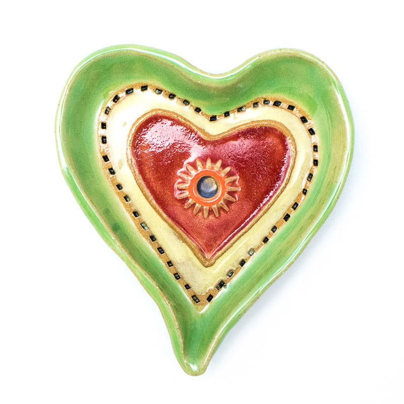 Heart Dish in Green Ceramic Wall Art